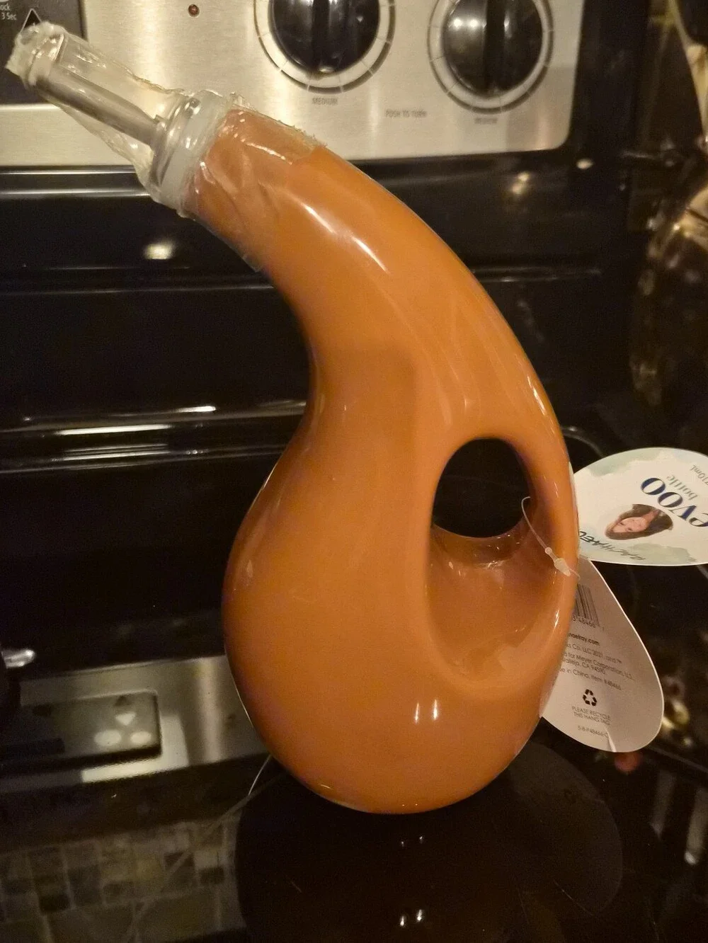 NWT Rachel Ray Evoo Ceramic Dispensing Bottle, 24 Ounce, Orange